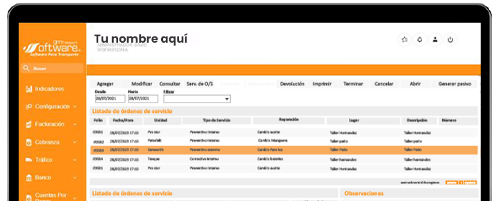 Dashboard en tiempo real GM Transport
